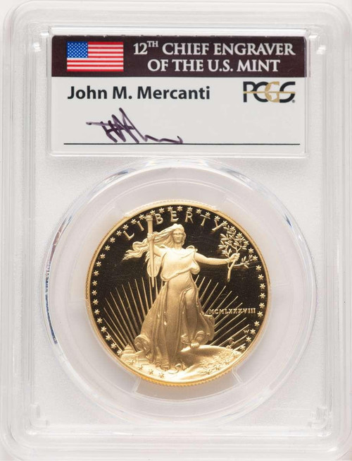 Bullionshark 1988-W $50 1 oz American Gold Eagle Coin PCGS MS70, Mercanti Signature - HAT779218050 