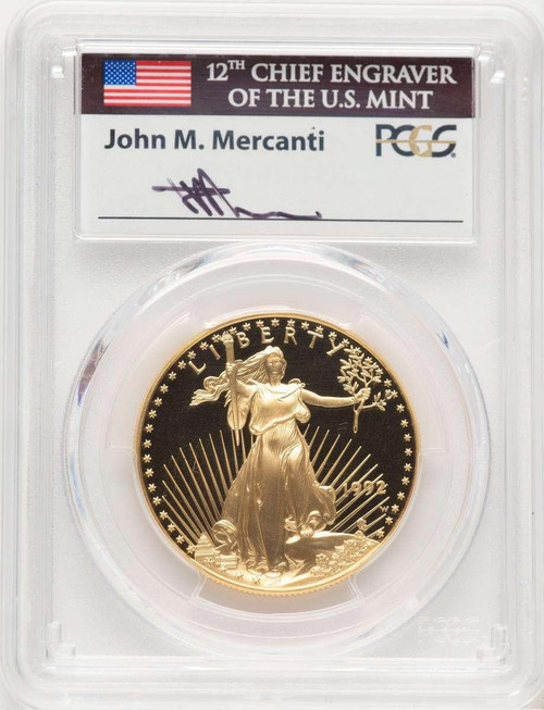 Bullionshark 1992-W $50 1 oz American Gold Eagle Coin PCGS MS70, Mercanti Signature - HAT779218054 