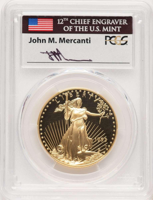 Bullionshark 1993-W $50 1 oz American Gold Eagle Coin PCGS MS70, Mercanti Signature - HAT779218055 