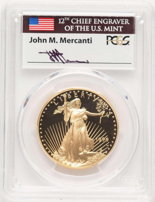 Bullionshark 1996-W $50 1 oz American Gold Eagle Coin PCGS MS70, Mercanti Signature - HAT779218058 