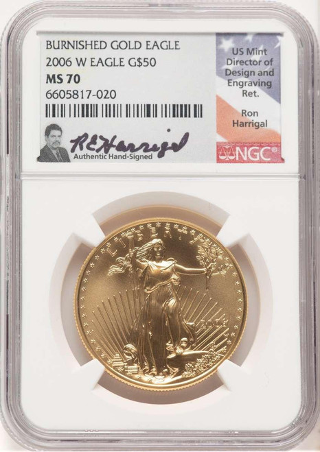 Bullionshark 2006-W $50 Burnished 1 oz American Gold Eagle Coin NGC MS70, 20th Anniversary - HAT759351007 