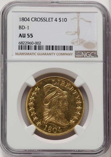 Bullionshark 1804 $10 Early Eagle Coin NGC AU55   Crosslet 4, BD-1, High R.4 - HAT910459005 