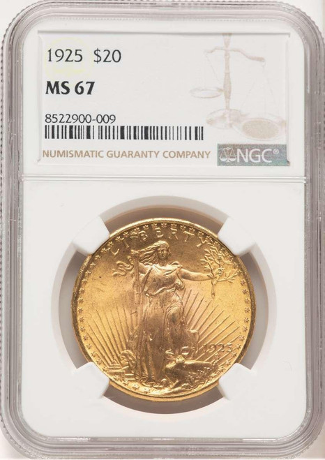 Bullionshark 1925 $20 Saint Gaudens Double Eagle Coin NGC MS67 - HAT571653011 