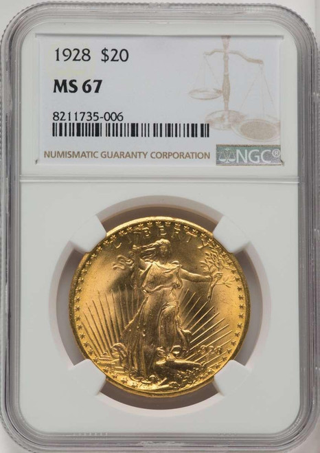 Bullionshark 1928 $20 Saint Gaudens Double Eagle Coin NGC MS67 - HAT771421003 