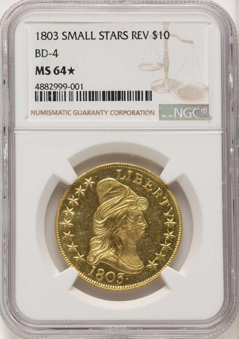 Bullionshark 1803 $10 Early Eagle Coin NGC MS64   Small Reverse Stars, BD-4, R.6 - HAT910587008 