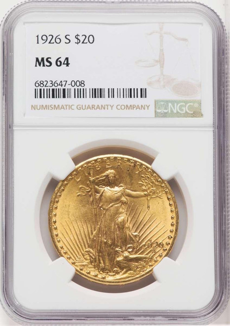 Bullionshark 1926-S $20 Saint Gaudens Double Eagle Coin NGC MS64 - HAT768602015 