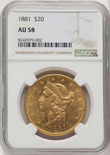 Bullionshark 1881 $20 Liberty Gold Double Eagle Coin NGC AU58 - HAT775447017 