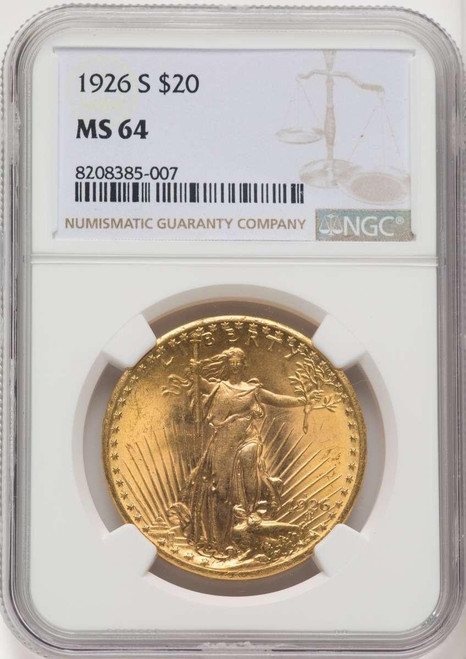 Bullionshark 1926-S $20 Saint Gaudens Double Eagle Coin NGC MS64 - HAT769563063 