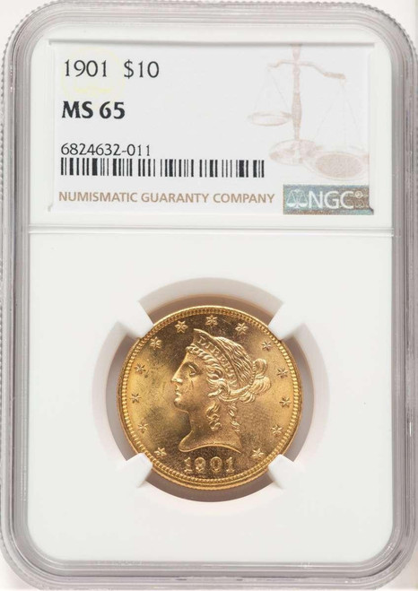Bullionshark 1901 $10 Liberty Gold Eagle Coin NGC MS65 - HAT778842142 