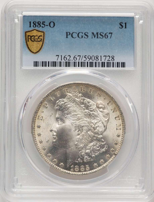 Bullionshark 1885-O S$1 Morgan Silver Dollar Coin PCGS MS67 - HAT521316014  Bullionshark 1885-O S$1 Morgan Silver Dollar Coin PCGS MS67 - HAT521316014