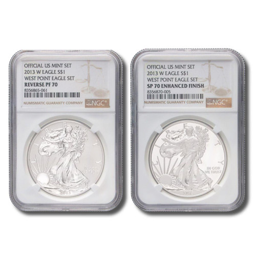  2013-W Silver Eagle NGC SP70 & RevPF70 - 2pc Anniversary Set 