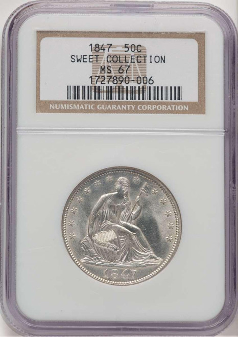 Bullionshark 1847 50C Seated Half Dollar Coin NGC MS67 - HAT778256002 