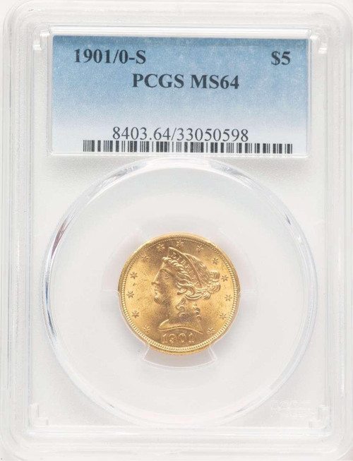 Bullionshark 1901/0-S $5 Liberty Gold Half Eagle Coin PCGS MS64 - HAT779875029 