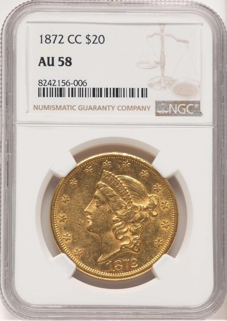 Bullionshark 1872-CC $20 Liberty Gold Double Eagle NGC AU58 - HAT780000013 