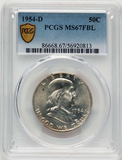 Bullionshark 1954-D 50C Franklin Half Dollar Coin PCGS MS67 - HAT521316008 