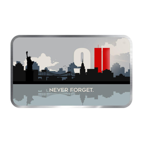  Never Forget – Limited 9/11 Tribute 1 oz Silver Flag Bar 