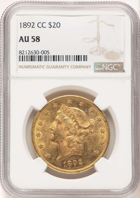 Bullionshark 1892-CC $20 Liberty Gold Double Eagle NGC AU58 - HAT520939026 