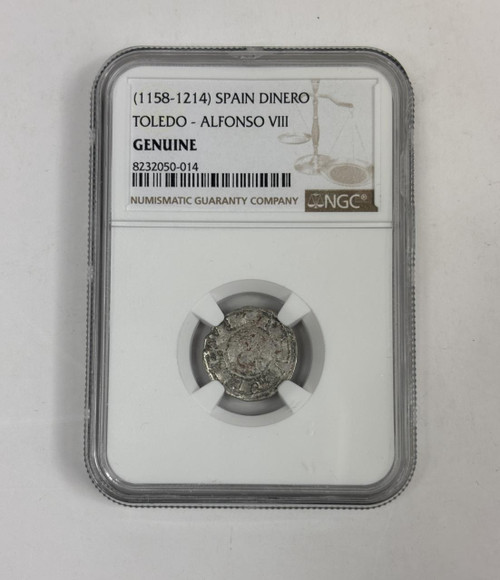 Bullionshark Spain Dinero – Toledo Mint, Alfonso VIII NGC Certified Genuine (1158-1214)(NG) 