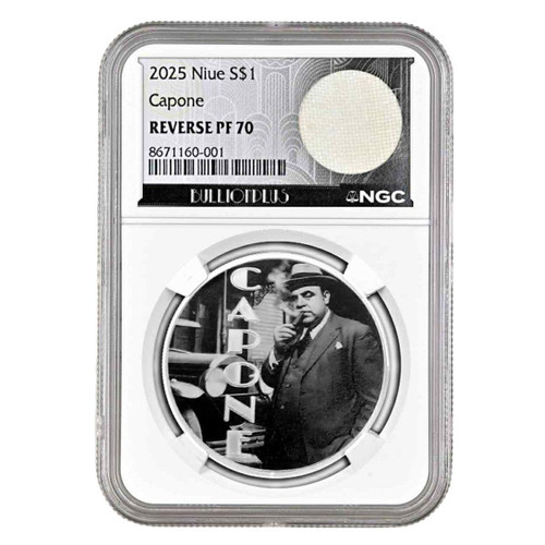  2025 $1 1oz Silver Niue NGC rev PF70 - Al Capone Dining Room Cloth 