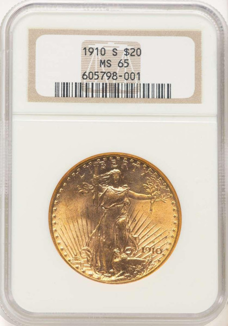 Bullionshark 1910-S $20 Saint Gaudens Double Eagle NGC MS65 - HAT774153016 