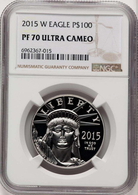 Bullionshark 2015-W $100 Modern Bullion Coin NGC MS70 UCAM    One-Ounce Platinum Eagle - HAT776105001 