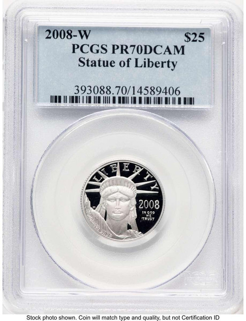Bullionshark 2008-W $25 1/4 oz Platinum Eagle Coin PCGS MS70, Statue of Liberty - HAT505950068  Bullionshark 2008-W $25 1/4 oz Platinum Eagle Coin PCGS MS70, Statue of Liberty - HAT505950068