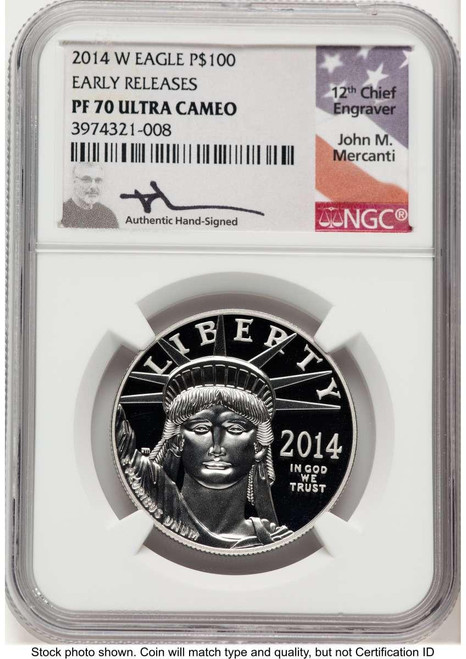 Bullionshark 2014-W $100 1 oz Platinum Eagle Coin NGC MS70, First Strike - HAT767266068 