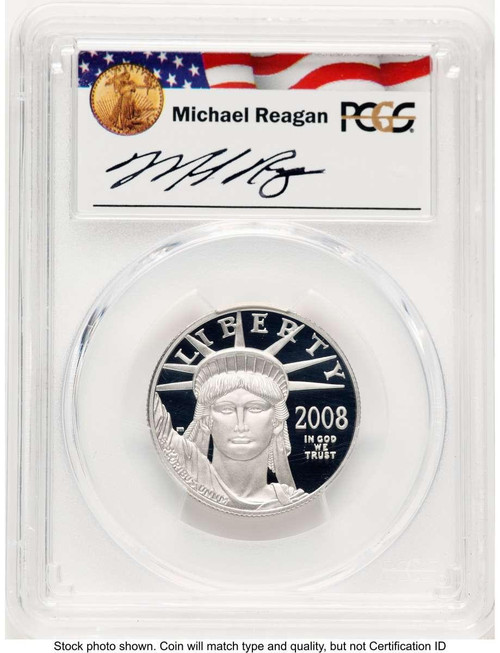 Bullionshark 2008-W $50 1/2 oz Platinum Eagle Coin PCGS MS70, Michael Reagan - HAT769880052 