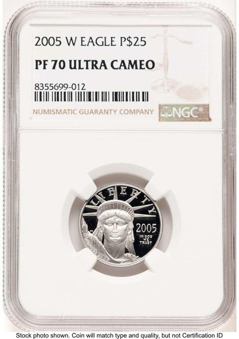 Bullionshark 2005-W $25 1/4 oz Platinum Eagle Coin NGC MS70, Statue of Liberty - HAT774692084  Bullionshark 2005-W $25 1/4 oz Platinum Eagle Coin NGC MS70, Statue of Liberty - HAT774692084