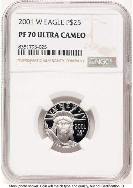 Bullionshark 2001-W $25 1/4 oz Platinum Eagle Coin NGC MS70, Statue of Liberty - HAT774692087  Bullionshark 2001-W $25 1/4 oz Platinum Eagle Coin NGC MS70, Statue of Liberty - HAT774692087