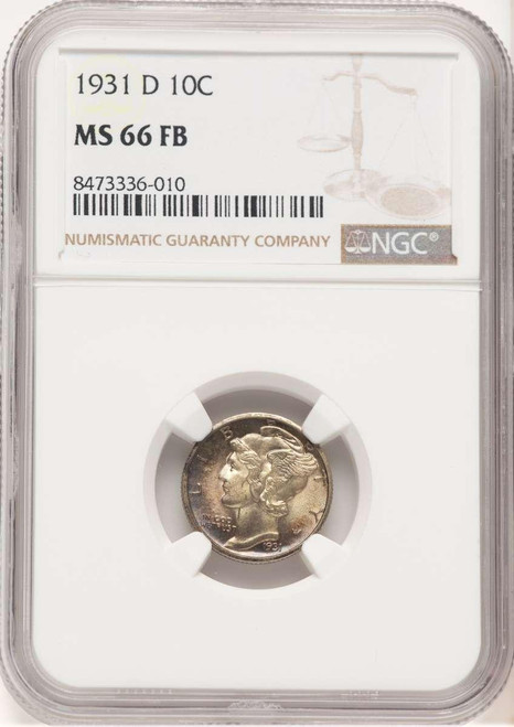 Bullionshark 1931-D 10C Mercury Dime Coin NGC MS66 - HAT507444014 