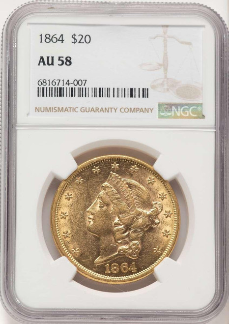 Bullionshark 1864 $20 Liberty Gold Double Eagle NGC AU58 - HAT521828018 