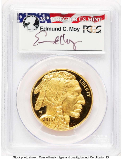 Bullionshark 2015-W $50 Modern Bullion Coin PCGS MS70   One-Ounce Gold Buffalo, .9999 Fine Gold, First Day of Issue - Denver, Moy Signature - HAT780518004  Bullionshark 2015-W $50 Modern Bullion Coin PCGS MS70   One-Ounce Gold Buffalo, .9999 Fine Gold, First Day of Issue - Denver, Moy Signature - HAT780518004