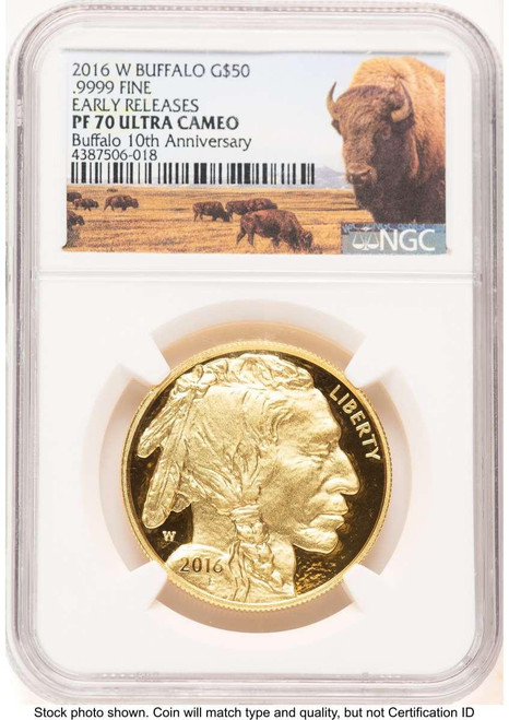 Bullionshark 2016-W $50 Modern Bullion Coin NGC MS70   One-Ounce Gold Buffalo, Tenth Anniversary, First Strike - HAT521129036  Bullionshark 2016-W $50 Modern Bullion Coin NGC MS70   One-Ounce Gold Buffalo, Tenth Anniversary, First Strike - HAT521129036