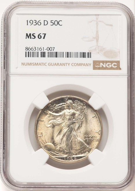 Bullionshark 1936-D 50C Walking Liberty Half Dollar Coin NGC MS67 - HAT521835017 