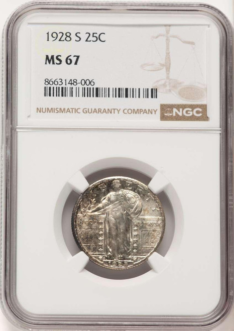 Bullionshark 1928-S 25C Standing Liberty Quarter Coin NGC MS67 - HAT780631002 
