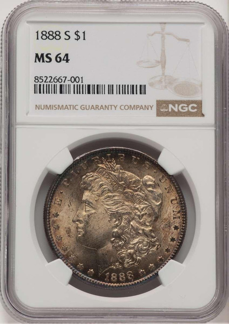 Bullionshark 1888-S S$1 Morgan Silver Dollar Coin NGC MS64 - HAT772929004 