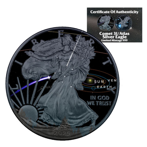 2025 1 oz Silver Eagle - Comet 3I/ATLAS - Limited Edition 1 of 999 - Ruthenium Mint