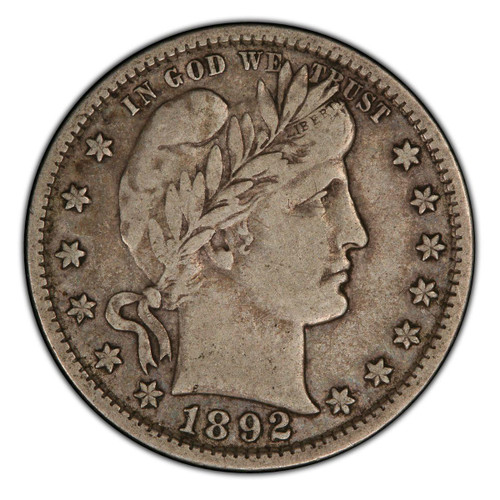  1892-P Barber Quarter G-VG - The First Barber Quarter 