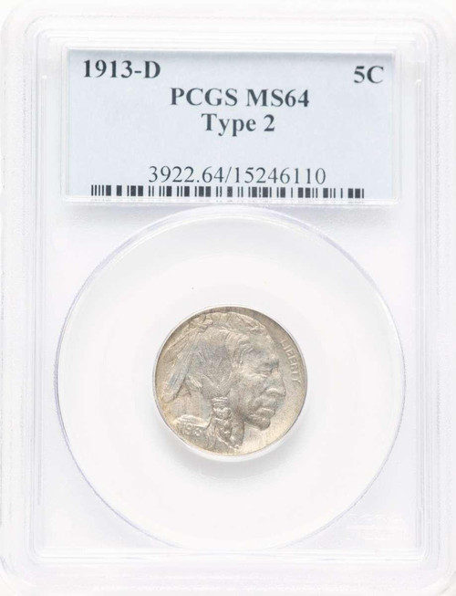 Bullionshark 1913-D 5C Buffalo Nickel Coin PCGS MS64   Type Two - HAT781258002  Bullionshark 1913-D 5C Buffalo Nickel Coin PCGS MS64   Type Two - HAT781258002