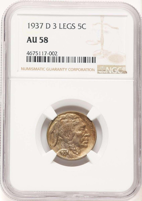 Bullionshark 1937-D 5C Buffalo Nickel Coin NGC AU58   Three-Legged, FS-901 - HAT781731008  Bullionshark 1937-D 5C Buffalo Nickel Coin NGC AU58   Three-Legged, FS-901 - HAT781731008