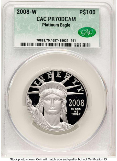Bullionshark 2008-W $100 Modern Bullion Coin CACG MS70   One-Ounce Platinum Eagle, Statue of Liberty - HAT765642024  Bullionshark 2008-W $100 Modern Bullion Coin CACG MS70   One-Ounce Platinum Eagle, Statue of Liberty - HAT765642024
