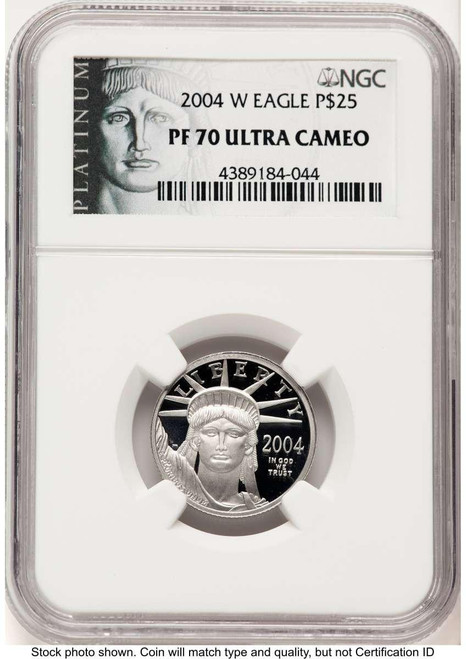 Bullionshark 2004-W $25 1/4 oz Platinum Eagle Coin NGC MS70, Statue of Liberty - HAT770462051  Bullionshark 2004-W $25 1/4 oz Platinum Eagle Coin NGC MS70, Statue of Liberty - HAT770462051