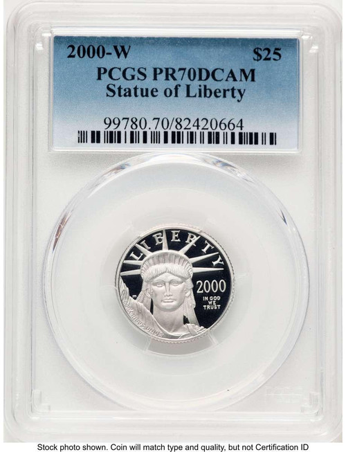 Bullionshark 2000-W $25 1/4 oz Platinum Eagle Coin PCGS MS70, Statue of Liberty - HAT781206028  Bullionshark 2000-W $25 1/4 oz Platinum Eagle Coin PCGS MS70, Statue of Liberty - HAT781206028