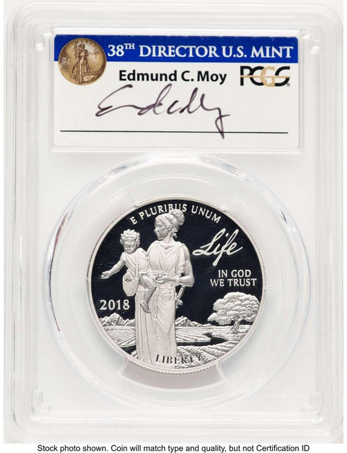 Bullionshark 2018-W $100 Modern Bullion Coin PCGS MS70   One Ounce Platinum Eagle, Life, First Day of Issue, Moy Signature - HAT782032006 