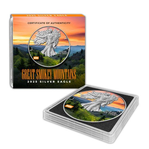  2025 Silver Eagle – Great Smoky Mountains - National Parks Series - Limited Edition Colorized Coin 