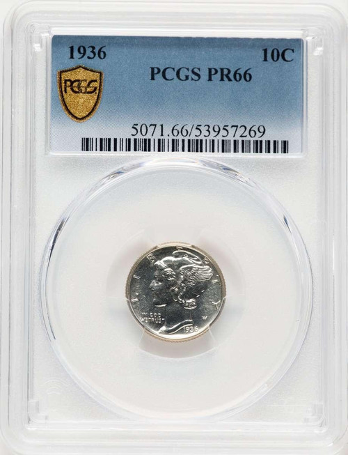 Bullionshark 1936 10C Proof Mercury Dime Coin PCGS PR66 - HAT780576002  Bullionshark 1936 10C Proof Mercury Dime Coin PCGS PR66 - HAT780576002