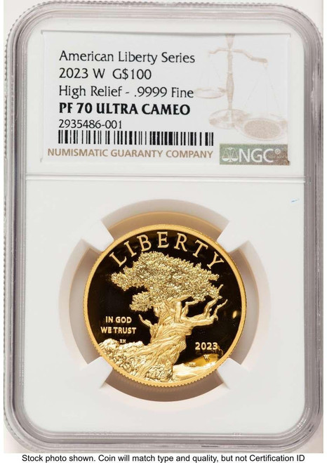 Bullionshark 2023-W $100 Gold High Relief Coin NGC MS70 UCAM    American Liberty - HAT781704001  Bullionshark 2023-W $100 Gold High Relief Coin NGC MS70 UCAM    American Liberty - HAT781704001