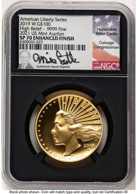 Bullionshark 2019-W $100 Gold High Relief Coin NGC MS70   American Liberty One Ounce Gold, Enhanced - HAT782053010  Bullionshark 2019-W $100 Gold High Relief Coin NGC MS70   American Liberty One Ounce Gold, Enhanced - HAT782053010