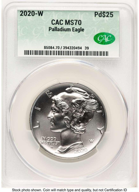 Bullionshark 2020-W $25 Palladium Eagle Coin CACG MS70, First Day of Issue - HAT772671159  Bullionshark 2020-W $25 Palladium Eagle Coin CACG MS70, First Day of Issue - HAT772671159